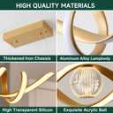 ORANOOR LED Modern Chandeliers for Dining Room, 39in Dimmable Gold Chandelier Kitchen Pendant Lighting Over Island, Linear Wave Spiral Pendant Light Fixtures Dining Room Lights Ceiling Hanging, 36W