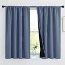 NICETOWN 100% Blackout Curtains with Black Liners, Thermal Insulated 2-Layer Lined Drapes, Room Warming Small Window Draperies for Dining Room (Stone Blue, 2 Panels, 46 inches W by 54 inches L)