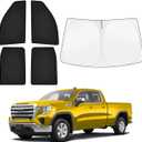 KUST Car Window Shades for GMC Sierra 1500/2500/3500 Crew Cab 2019-2025 2026 Windshield Sun Shade Side Window Cover UV Block Privacy Protection Accessories for Camping Blackout Rear Back Full Set 5PCS
