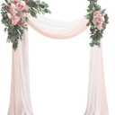 Floroom Arch Flowers with Drapes Kit (Pack of 4) - 2pcs Artificial Dusty Rose & Blush Floral Swag Arrangement with 2pcs Draping Fabric for Wedding Ceremony Arbor and Reception Backdrop Decoration