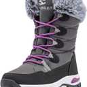 HOBIBEAR Kids Winter Snow Boots Waterproof Outdoor Warm Faux Fur Lined Shoes (1 Little Kid, Grey/New)