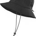 FEICUI Men Women Outdoor Bucket Hat Quick Dry Packable UV Protection Boonie Sun Hat (One Size, Black)