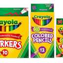 Crayola Classic Bundle: 3 Items - Crayons (24 Count), Broad Line Markers (10 Count), Colored Pencils (12 Count)