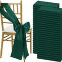 100 PCS Satin Chair Sashes Bows, Dark Green Ribbon Ties Back Sash for Wedding Birthday Banquet Party Hotel Event Cover Decoration (7 x 108 Inch)