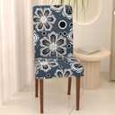 Stretch Dining Chair Covers Set of 6,Floral Print Chair Covers,Soft Removable Washable,Pet Friendly Furniture Protector,Universal Chair Slipcovers for Home, Kitchen,Ceremony Dining Room Seat (Gray Eight-petaled Flowers)