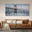 Enartly Brooklyn Bridge Wall Art Canvas Abstract Skyline New York City Painting Modern Bridge Colorful NYC Picture Framed for Bedroom Bathroom Living Room Home Office Wall Decor Large Size 40"x20" (Grey Blue NYC)