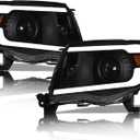 Alpha Owls 8717776 Projector Headlights With White LED Light Bar - Black Amber Fits 2005-2011 Toyota Tacoma