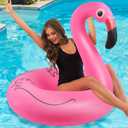 Sinbyuer Flamingo Inflatable Pool Floats, Pool Tubes Swim Ring Pink Pool Float, 42Inch Large Pool Float, Pool Inner Tube Beach Floats for Adults, Blow Up Floaties Water Floaties Pool Raft Lounger Lake