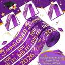 Moukeren 3 Roll Class of 2026 Graduation Ribbon Graduation Party Favors Decor 1 Inch Congratulations DIY Congrats Grad Ribbon Art Fabric Ribbons for Gift Wrapping Craft Headband(Purple Gold)