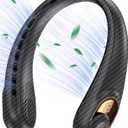 KIDEE Neck Fan Rechargeable, Portable Fan, Upgraded LED Display, 4000 mAh Battery Operated, 3 Speeds Adjustable Personal Wearable Fans for Women Men, Carbon Fiber Black