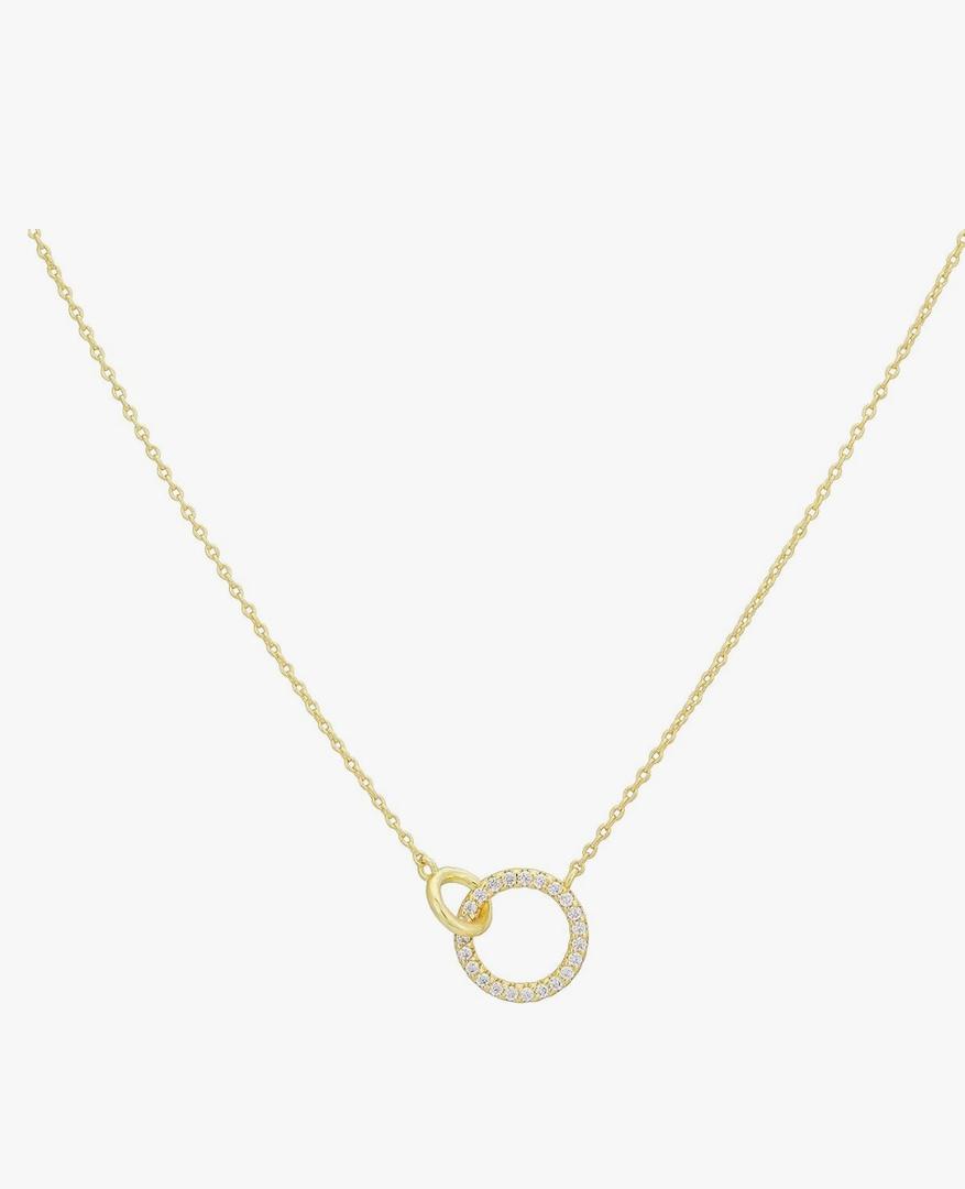 Heart Plated Minimalist Layered Necklace for Women, Adjustable 16-18" Chain, Eternity Circle Necklace with Interlocking Pendant, Gold Layered Necklace
