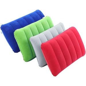 4Pack Ultralight Inflatable Travel Pillow, Small Squared Flocked Fabric Air Pillow for Traveling, Holiday Trip, Hiking, Camping,Napping,Neck Lumbar Support, 16.5 in x 10.5 in (Gray,Blue,Red,Green)