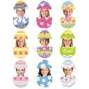 54Pcs Easter Egg Cutouts, Spring Classroom Bulletin Board Decorations, Colourful Eggs Paper Cutting with DIY Photo Space for School Easter Party Home Wall Decor