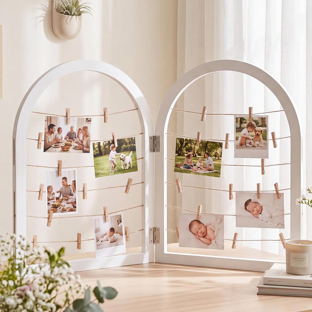 Briwooody 2 Panel 24 x 18 Inch Photo Display Board Frame