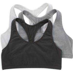 Hanes womens Racerback Bralette Pack,Cotton T-back Bra Top, 3-pack 2XL