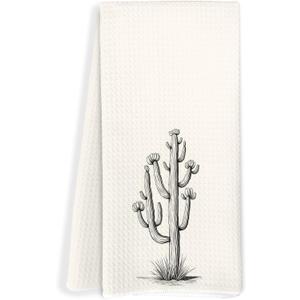 Vintage Western Cactus Kitchen Towels, Western Desert Dish Tea Towels for Kitchen Decor, Country Western Southwestern Hand Towels for Bathroom, Cactus Bathroom Decor, 16x24 Inch