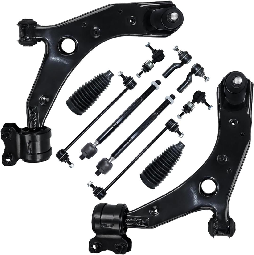 Control Arm, Front Lower Control Arm With Ball Joint Front & Rear Sway Bar Link Tie Rod Boots Suspension Kit Replacement For 2004-2009 Mazda 3, 2006-2014 Mazda 5