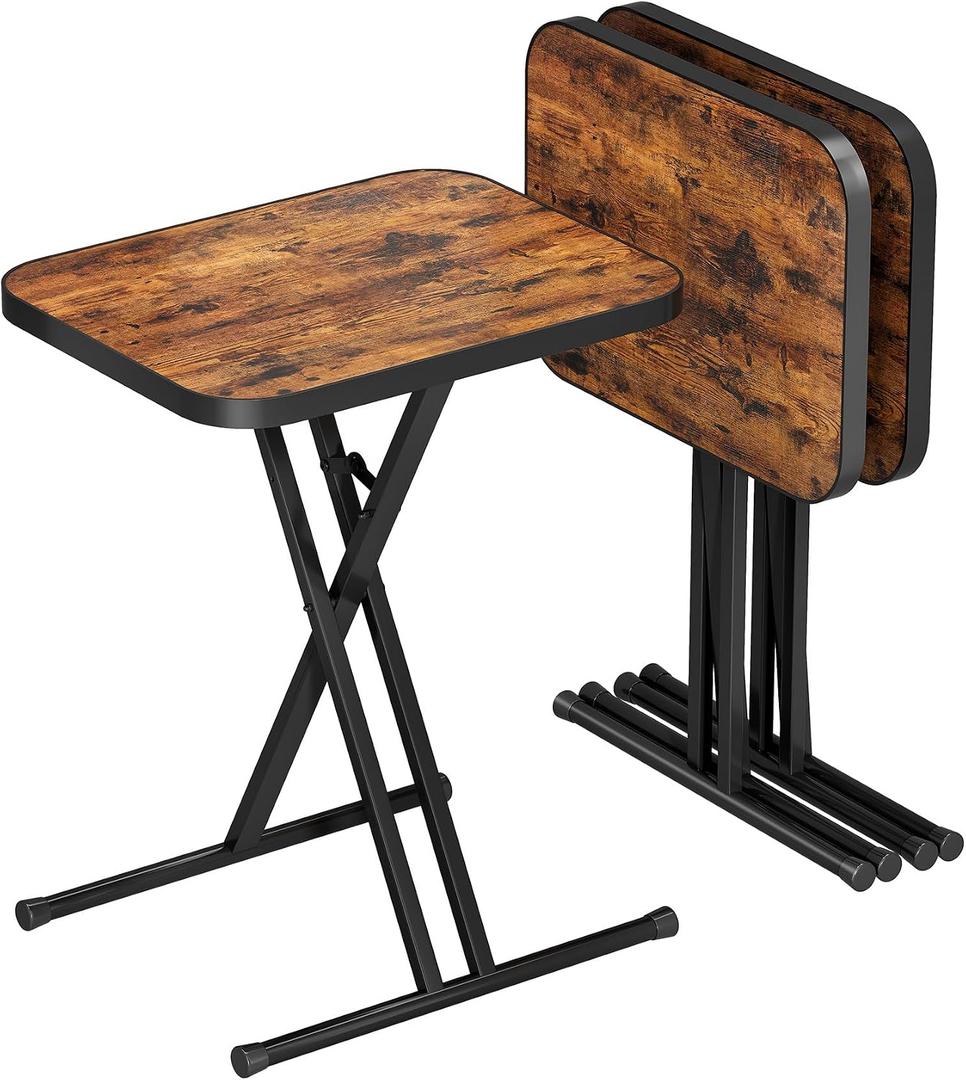 Kitstorack Folding TV Tray Tables Set of 2, No Assembly, Rounded Metal Rims, 18.9 x 14.2 x 26.3 inches