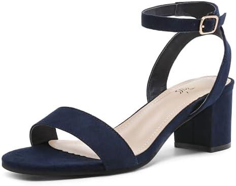 DREAM PAIRS Women's Open Toe Ankle Strap Low Block Chunky Heels Sandals Party Dress Pumps Shoes 9.5