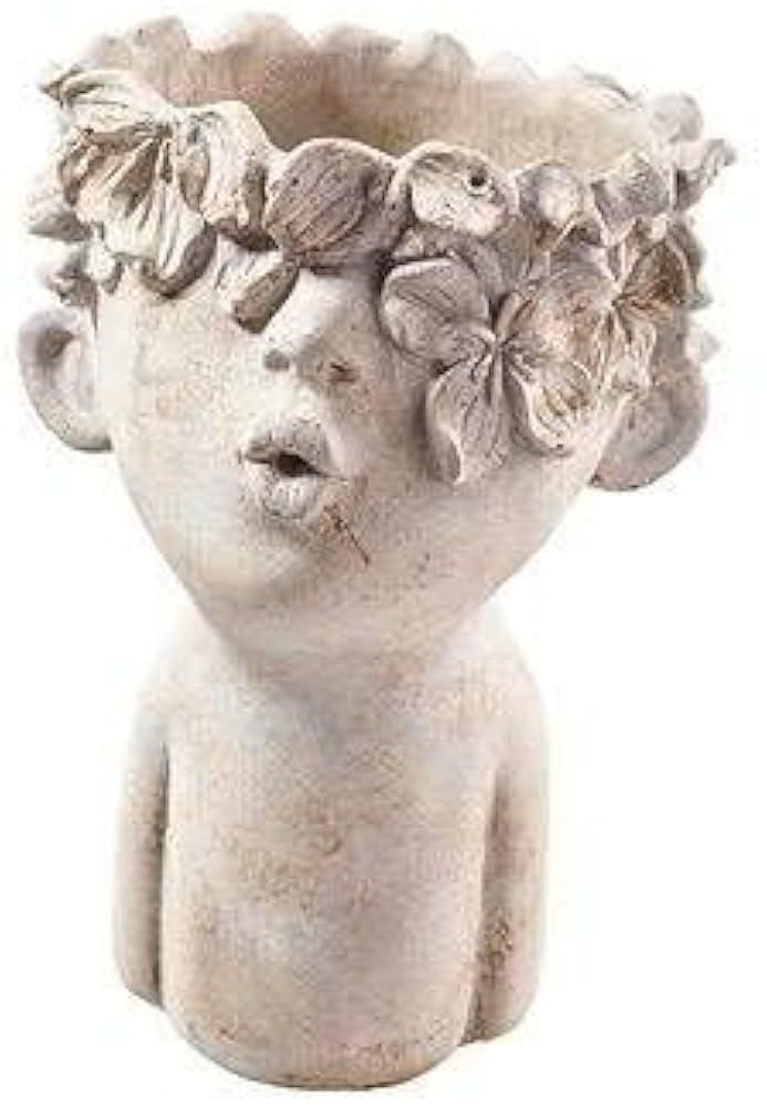 Abbott Collection Aphrodite Head Planter – Large Indoor and Outdoor Planter Pots  Whimsical Woman Statue Head Planter for Flowers and Succulents (Grey/Gold, 10" Tall, 4.5" Opening)