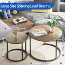 aboxoo Coffee Table Nesting Side Round Table Set of 2 End Table with Sturdy Metal Frame for Living Room Bedroom Apartment Modern Industrial Simple Nightstand,Oak