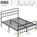 King Size Metal Bed Frame with Headboard and Footboard,Black
