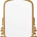 Gold Arched Mirror (15.9 * 19.8 inches) Ornate Baroque Arch Wall Mirror-for Living Rooms, Hallways, Fireplaces, Bathrooms, Entryways