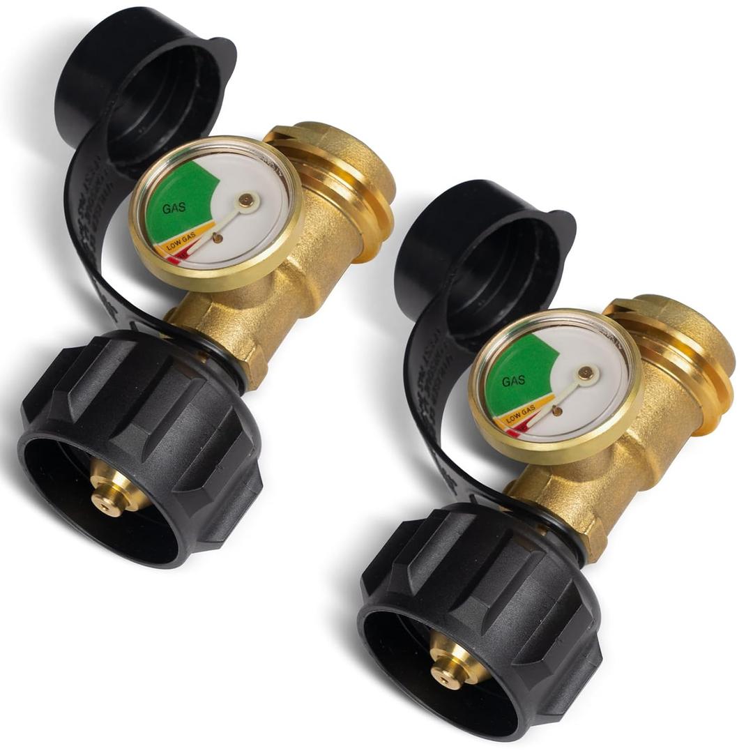 GASPRO 2 Pack Propane Tank Gauge, Propane Level Indicator for 5-20LB Tanks, Perfect for RV Camper, Propane Heater, Fire Pit, Gas Grill and More, QCC1/Type 1 Connection