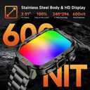 Smart Watch for Men Military Answer/Make Call 2.01 Display 170+ Sports Modes Fitness Smart Watch IP68 Waterproof 30 Days Standby Smartwatch for Android iOS Black (2 Straps)