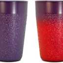 BiceThermo Drinking Cups, change color over 37° Celsius (98.6° F), 100% Recyclable Tumbler, For Hot Drinks, Dishwasher Safe, Made in Italy, 20cl, Purple/Red (Pack of 3)