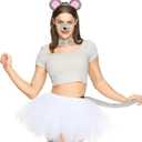 Spooktacular Creations Halloween Gray Mouse Donkey Cow Costume Set Animal Ears Headband Tail Costume Accessory for Kids Adult