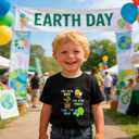 HELLO MEOW Earth Day Shirts for Kids: Cute Planet Earth Crewneck Cotton T-Shirt for Toddler Boys & Girls, 6-7 Years, Black Bee Turtle