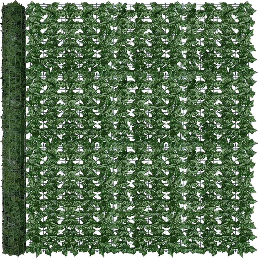 Artificial Ivy Privacy Fence Wall Screen: 6FT x12FT UV-Anti Faux Greenery Backdrop Ivy Vine Leaf Hedges Fence Panels for Patio, Balcony, Garden, Backyard Indoor Outdoor Green Wall Decor (72*144 IN)