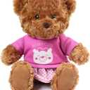 LotFancy Teddy Bear Stuffed Animal, with Removable Clothes, 10 inch Cute Baby Girl Bear Plush, with T-Shirt and Dress, Baby Shower Decoration, Easter Gift Plushies (Pink)