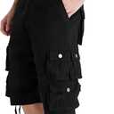 YGREYG Mens Cargo Shorts Long Capri Below The Knee Shorts 3/4 Relaxed Fit Long Shorts with Pockets (Black), Size: 36