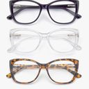 3-Pack Reading Glasses for Women，Oprah Style Frame Spring Hinge Clear Lens Readers Glasses