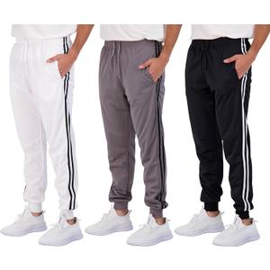 Real Essentials 3 Pack: Boys' Athletic Jogger Sweatpants Kids Youth Football Baseball Track Pants with Pockets (Large)