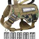Tactical Dog Harness for Large Dog, Heavy Duty Service Dog MOLLE Vest with 10 Pet Patches, No Pull Military Working Vest for Training Hunting Walking