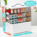 Homaigie Extra Tall 4-Tier Medicine Cabinet Organizer for Upright Medicine Bottles Organizer, Portable Medicine Storage Box with Leather Handle, Empty First Aid Kit Container for Home, Travel