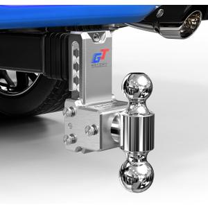 Geteen Adjustable Trailer Hitch Ball Mount - Fits 2.5" Receiver, Dual Ball 2" x 2-5/16"(15,000 GTW), 5" Drop & Rise Heavy Duty Aluminum Tow Hitch with 4 Anti-Rattle Gasket & 1 Locking Hitch Pin