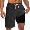Goodstoworld Men's Funny Swim Trunks with Compression Liner 2 in 1 Quick-Dry 9" Stretch Shorts with Three Pockets (XL)