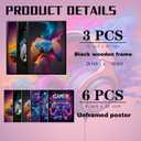 SEHSUVC Boys Gaming Decor Canvas Prints Wall Art 3 Piece, 24x16inch Framed | Colorful Neon Gaming Wall Decor,Wood Framed,Modern Gamer Bedroom Decor,Boys Posters for Bedroom,Game Room Bedroom Home Decor, 24L" x 16W"