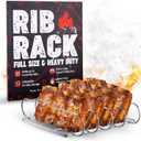 SHIZZO Rib Rack for Smoking & Grilling, Holds up to 4 Full Racks of Ribs, Foldable Design, Fits Large Gas Smoker or Charcoal Grill, Perfect BBQ Accessory, Smoker Accessories, Gifts for Men, Father