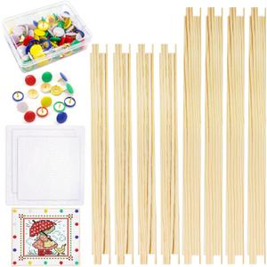 Nyuemystory 8 PCS Needlepoint Stretcher Bars 2 Sizes (6 & 8 Inch) Wooden, Includes 3 PCS Canvas & 1 Box Tacks for Embroidery Cross Stitch Needlework Crafts