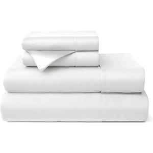 Cosy House Collection 100% Rayon Derived from Bamboo Bed Sheet Set - Cooling, Breathable, Silky Soft 4-Piece Deep Pocket Bedding Set (Full, White)