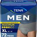 TENA Protective Incontinence Underwear for Men, Maximum Absorbency, Disposable Men's Underwear, X-Large, Grey, 72 Count (Gray)