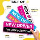 2 x 3-Pack HEY-OKEY New Driver Magnet for Car  Metal Only (Not for Plastic/Aluminum)  Funny Pink Please Be Patient Reflective Magnetic Bumper Sticker  Removable Rookie Safety Signs  10 x 3.5 in