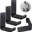 Weewooday 4 Pieces Headphone Hanger Holder Desk Adhesive Headphone Hook Wall Mount Headset Stand Acrylic Holder with Glues for General Purpose Game Earphone(Black)