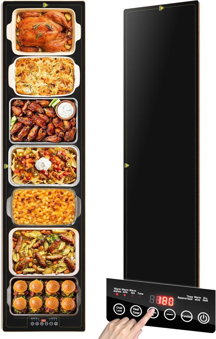 Electric Warming Trays for Buffets Party - 55x14 Inch Food Warmers, Buffet Servers and Warmers - Extra Large Hot Plate with Fast Heating & Adjustable Temp for Restaurants, Events