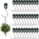 ELANE 30 Pcs Greenhouse Hooks and Twist Clips, Plastic Fixing Clips for Outdoor Garden Hanging Plants. (Green)